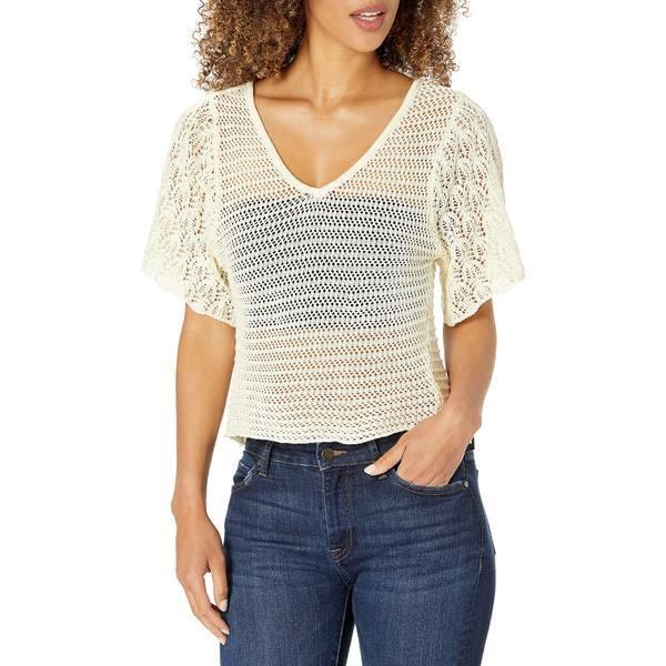 安い購入 トップス シャツ ケンデールアンドカイル シャツ レディース ケンデールアンドカイル レディース Bean Vanilla Top Sleeve Flare Neck V Tシャツ カットソー