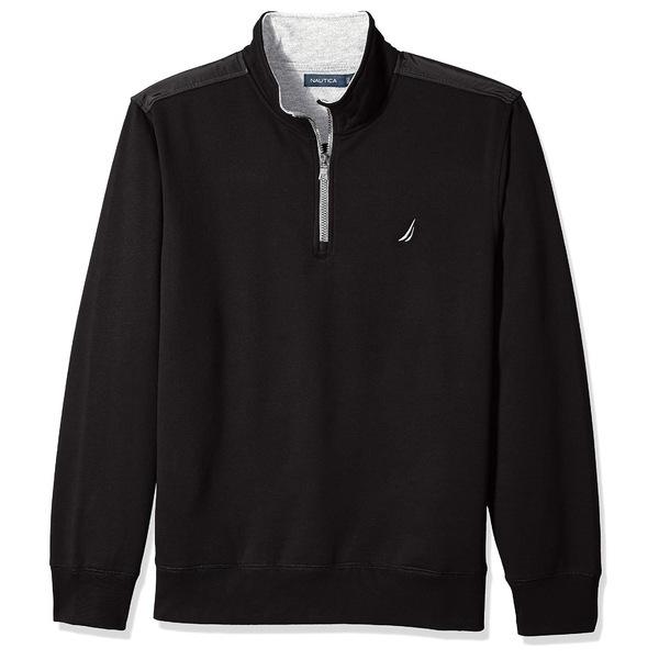 アウター パーカー・スウェットシャツ ナウティカ メンズ Black True Sweatshirt Fleece Pieced Zip 1/4 Men's パーカー 定番人気！