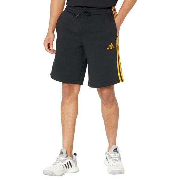 人気の春夏 Shorts Fleece 3-Stripes Essentials メンズ ボトムス ハーフ＆ショーツ アディダス Black/Semi Gold Solar ショート、ハーフパンツ