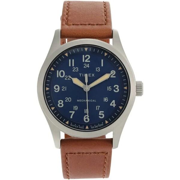 最新最全の メンズ アクセサリー 腕時計 タイメックス 38 Silver/Blue/Brown Watch Strap Leather Eco-Friendly Mechanical Post Field North Expedition mm 腕時計