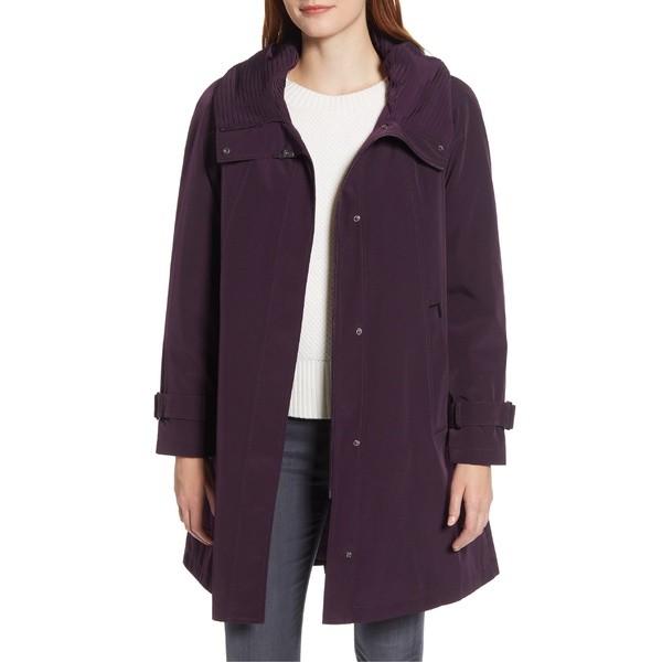 【期間限定送料無料】 ギャレリ− コート アウター レディース Gallery Water Repellent Hooded Raincoat Blackberry, ミラクルひろば 31615f45
