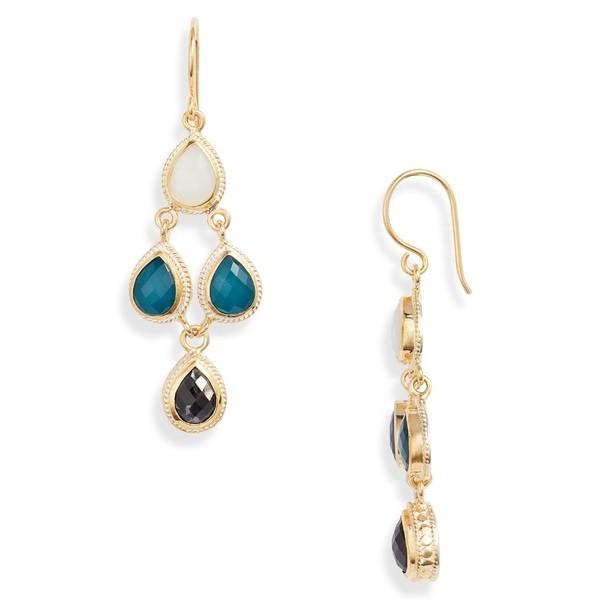 【気質アップ】 アナベック ピアス&イヤリング アクセサリー レディース Anna Beck Stone Chandelier Earrings Gold/ Wht/ Blue / Blk, ボディーライン bff20ad5