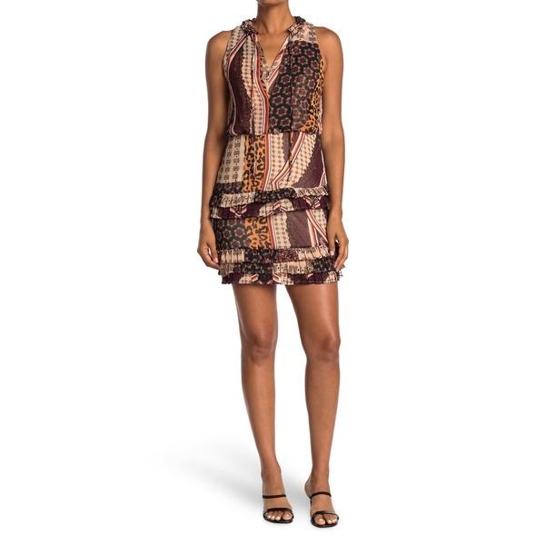 値段 ランドリーバイシェリーシーガル ワンピース トップス レディース Bandana Ruffle Mini Dress Brown Multi メーカー正規品 Www Superavila Com