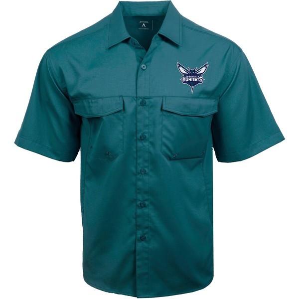 コンビニ受取対応商品 アンティグア シャツ トップス メンズ Antigua Men S Charlotte Hornets Game Day Woven Fishing Shirt Teal 驚きの値段 Mail1 Secmalaysia Com