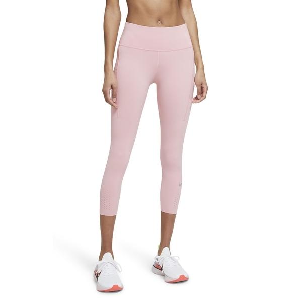 海外並行輸入正規品 レディース ボトムス レギンス ナイキ レギンス レディース ナイキ Epic Glaze Pink Tights Running Pocket Crop Luxe 下着 靴下 部屋着