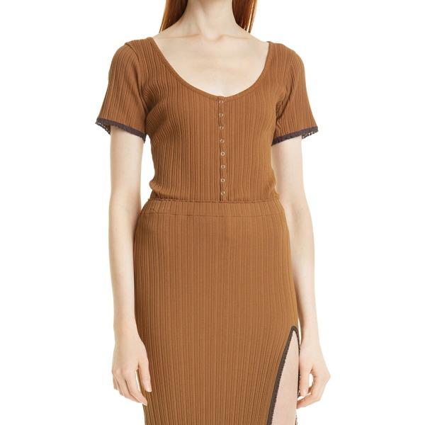 高級素材使用ブランド レベッカテイラー レディース Chocolate Top Cotton Front Snap Rib レディース トップス Tシャツ レベッカテイラー Tシャツ Tシャツ カットソー