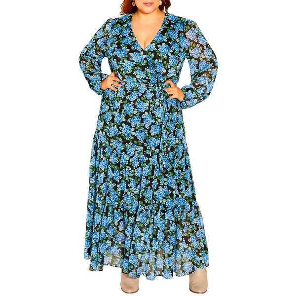 ファッション通販 シティーシック ワンピース Bunch Blue Dress Maxi Sleeve Long Branch Blue レディース トップス ワンピーススーツ サイズ Medium Avia Russia Com