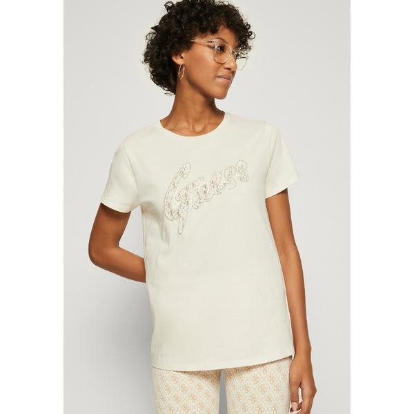 ゲス Tシャツ レディース トップス SS LOGO E - Print T-shirt - cream white｜asty-shop2｜04