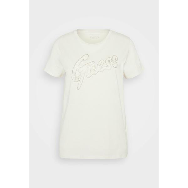 ゲス Tシャツ レディース トップス SS LOGO E - Print T-shirt - cream white｜asty-shop2｜05