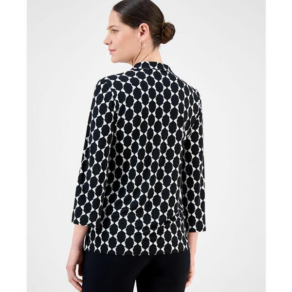 売れ筋商品|||ジェイエムコレクション カットソー トップス レディース Women's Printed Collared 3/4-Sleeve Top, Exclusively at Macy's Deep Black Combo