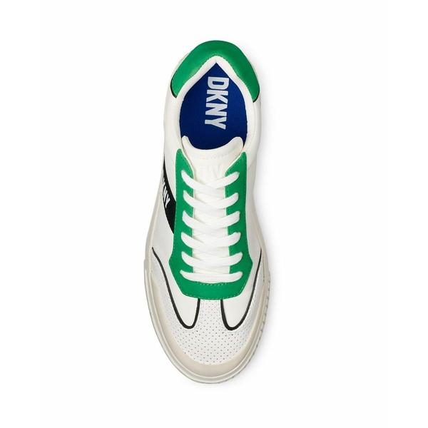 ダナ キャラン ニューヨーク スニーカー シューズ メンズ Men's Side Logo Perforated Two Tone Branded Sole Racer Toe Sneakers White, Green｜asty-shop2｜03