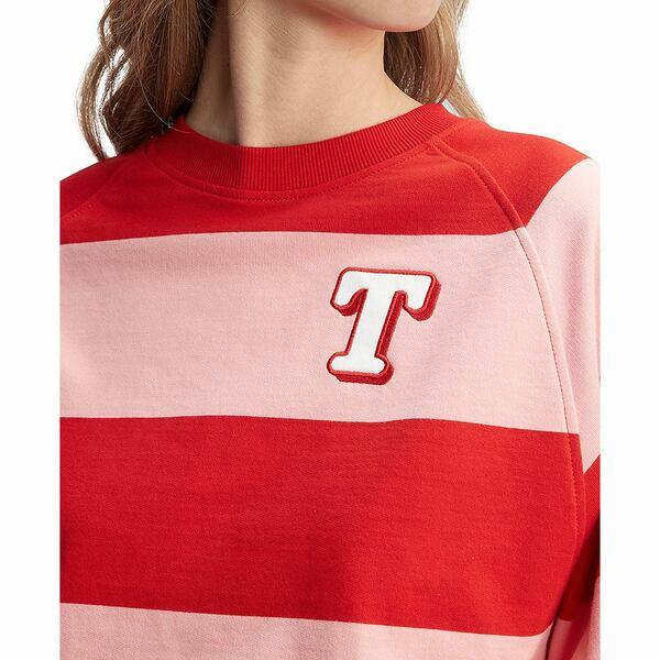 トミーヒルフィガー ニット&セーター アウター レディース Women's Striped Letterman Crewneck Cotton Sweatshirt Tickled Pink / Multi｜asty-shop2｜03