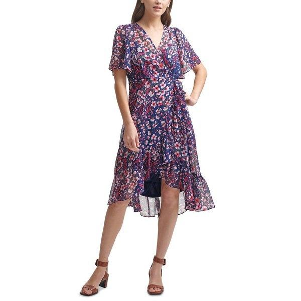 楽天ランキング1位 カルバンクライン ワンピース トップス レディース Floral Print Chiffon High Low Dress Indigo Berry Multi 楽天市場 Transfer Gitsport Net