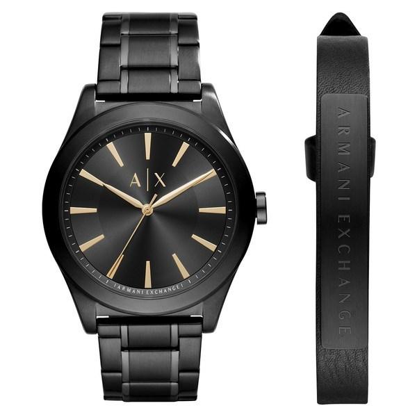 【国内正規品】 アルマーニ 腕時計 アクセサリー レディース Men's Stainless Steel Bracelet Watch 44mm AX7102 Gift Set Black 腕時計