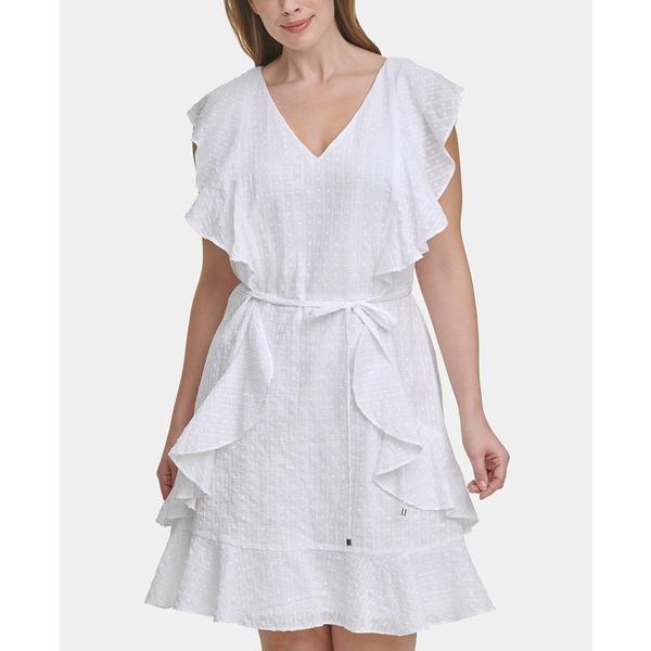 セール品 トミー ヒルフィガー ワンピース トップス レディース Plus Size Flair Dot Fit Flare Dress White アウトレット Bio Ind In