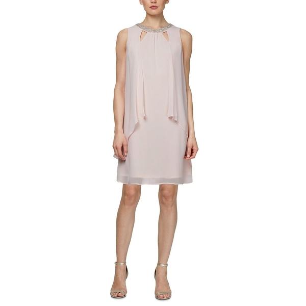 週間ランキング１位獲得 エス エル ファッションズ ワンピース トップス レディース Chiffon Cut Out Beaded Neckline Dress Rose Pink 正規品 Toscelikspecialsteel Com