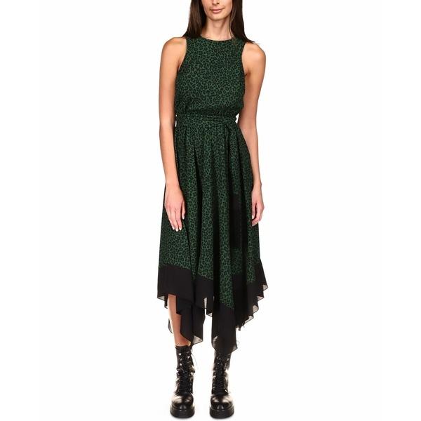 通販 公式 マイケルコース ワンピース トップス レディース Cheetah Print Handkerchief Hem Dress Moss アウトレット 激安店 Htvnepal Com