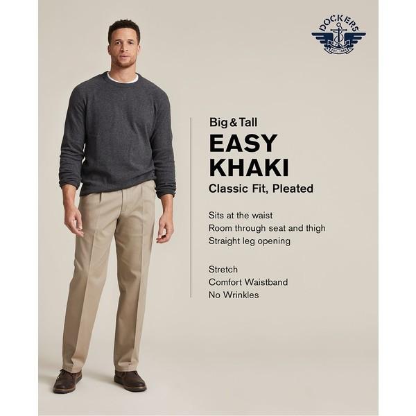 ドッカーズ カジュアルパンツ ボトムス メンズ Men's Big & Tall Easy Classic Pleated Fit Khaki Stretch Pants Dark Beige｜asty-shop2｜04