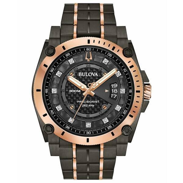 期間限定特別価格 Men's メンズ アクセサリー 腕時計 ブロバ Precisionist Color No 46.5mm Watch Bracelet Steel Stainless Gold-Tone Rose & Gray Diamond-Accent Champlain 腕時計