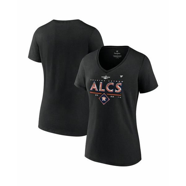 ファナティクス Tシャツ トップス レディース Women's Black Houston Astros 2022 Division Series Winner Locker Room Plus Size V-Neck T-shirt Black｜asty-shop2｜03