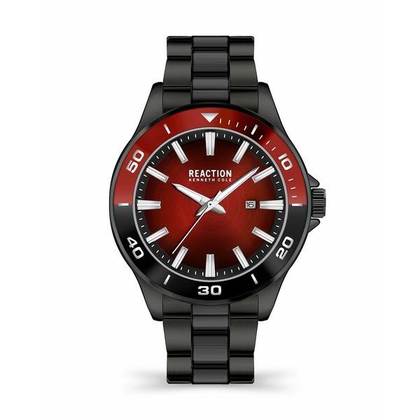世界的に ケネスコール 腕時計 アクセサリー メンズ Men's 3 Hands Date Slim Black Stainless Steel Bracelet Watch, 46mm Black 腕時計