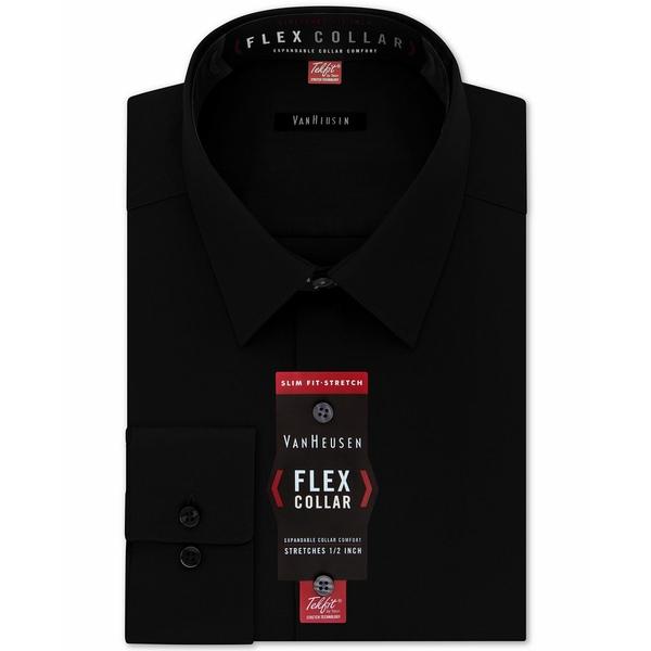 定番人気 ヴァンハウセン シャツ トップス メンズ Men´s Slim-Fit Flex Collar Stretch Solid Dress Shirt Black
