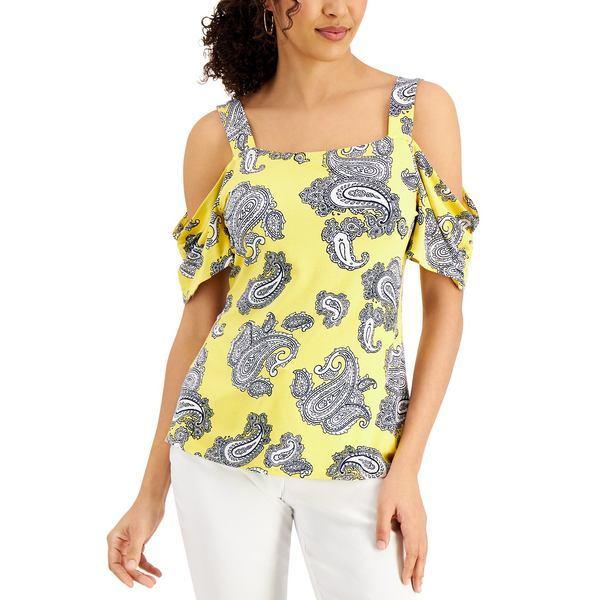 人気再入荷 ジェイエムコレクション カットソー トップス レディース Printed Cold Shoulder Top Created For Macy S Primrose Yellow Combo メーカー希望小売価格から30 Off Www Skylanceronline Com