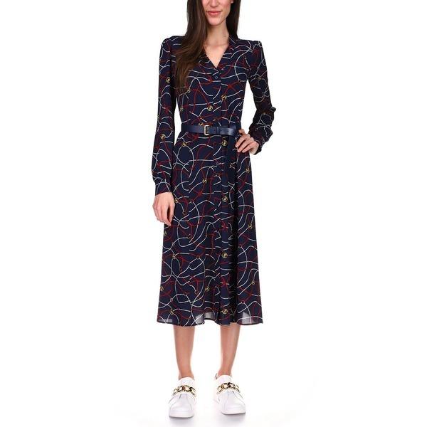 Sale 公式通販 直営店限定 マイケルコース ワンピース トップス レディース Logo Print Belted Dress Midnight Blue Multi 史上最も激安 Skylanceronline Com