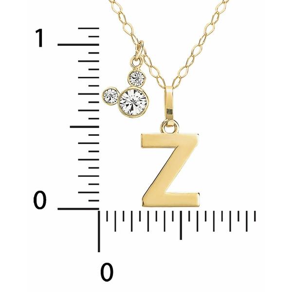 即出荷可能 ディズニー ネックレス・チョーカー アクセサリー メンズ Mickey Mouse Initial Pendant 18 Necklace with Cubic Zirconia in 14k Yellow Gold Z