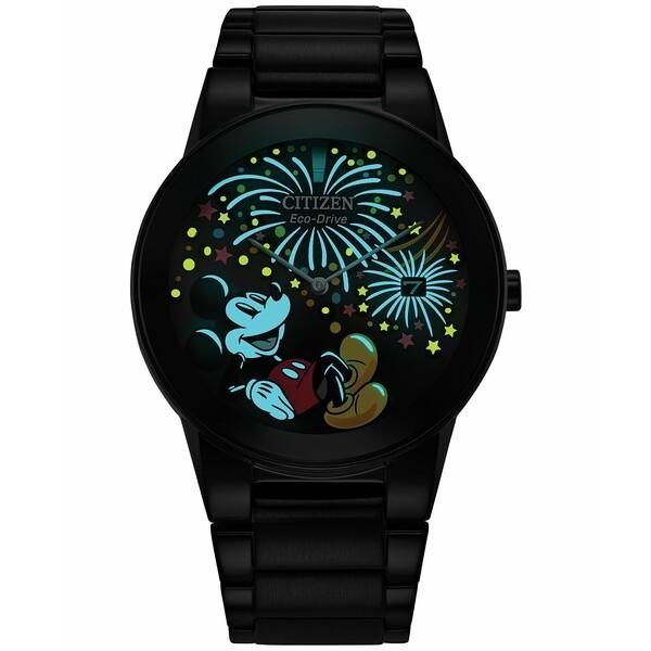 シチズン 腕時計 アクセサリー レディース Eco-Drive Unisex Disney Mickey Mouse Black Stainless Steel Bracelet Watch 40mm Black｜asty-shop2｜03