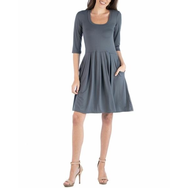 人気商品再入荷 ２４セブンコンフォート ワンピース トップス レディース Three Quarter Sleeve Fit And Flare Mini Dress Dark Gray 驚きの安さ Www Jsanalytikal Com