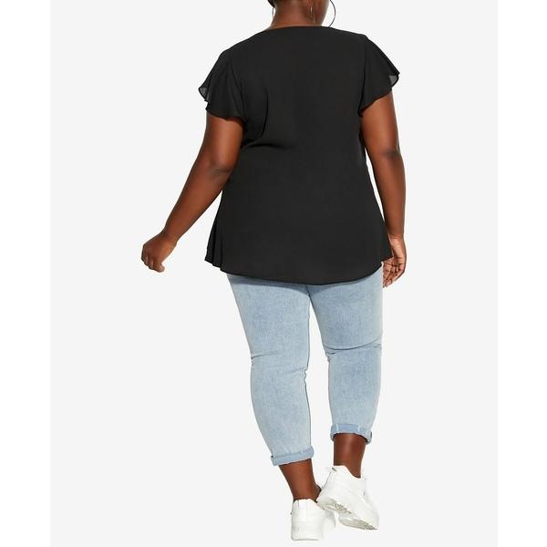 シティーシック カットソー トップス レディース Trendy Plus Size Zip Fling Shorts Flutter Sleeve Top Black 68 85iwj6o1dx 0236 海外インポートファッション Asty2 通販 Yahoo ショッピング