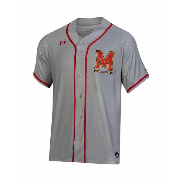 アンダーアーマー Tシャツ トップス レディース Men's Gray Maryland Terrapins Replica Baseball Jersey Gray｜asty-shop2｜02