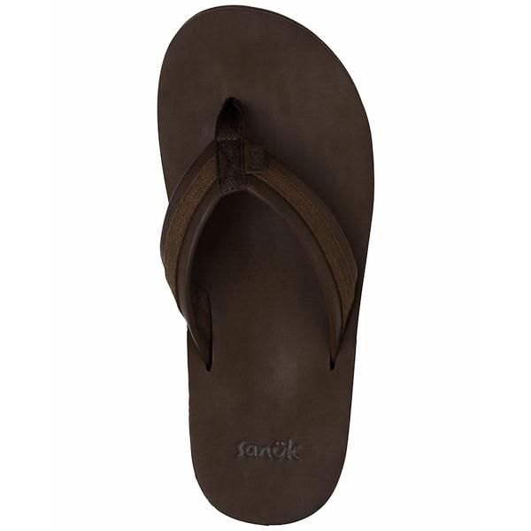 サヌーク サンダル シューズ メンズ Men's Hullsome Leather Flip-Flop Sandals Dark Brown｜asty-shop2｜02