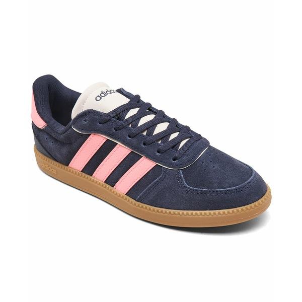 アディダス スニーカー シューズ レディース Women's Breaknet Sleek Suede Casual Sneakers from Finish Line Navy/Pink | 