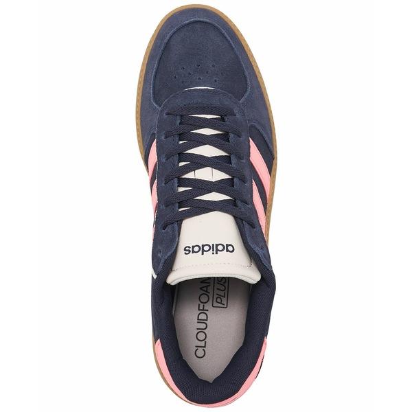 アディダス スニーカー シューズ レディース Women's Breaknet Sleek Suede Casual Sneakers from Finish Line Navy/Pink |  | 01