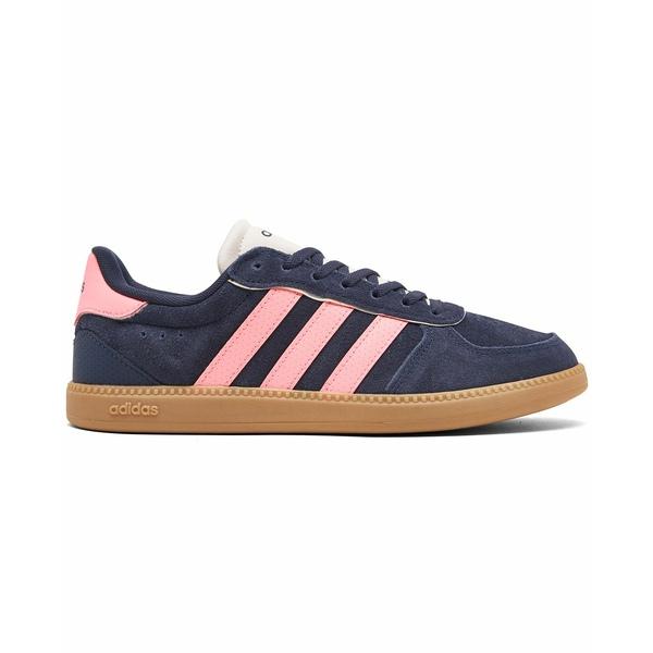 アディダス スニーカー シューズ レディース Women's Breaknet Sleek Suede Casual Sneakers from Finish Line Navy/Pink |  | 04