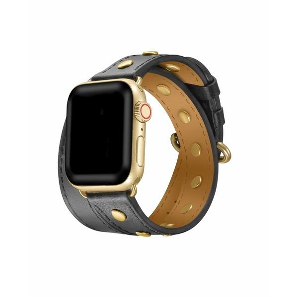 『5年保証』 アクセサリー 腕時計 テック ポッシュ メンズ Multi 42mm Watch Apple for Wrap Studs Gold-Tone with Leather Genuine Black Women's and Men's 腕時計
