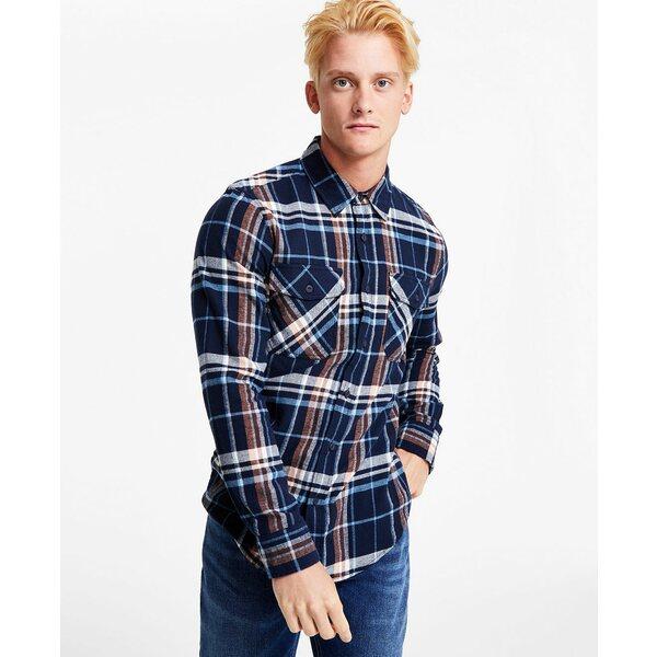本気の応援セール サンアンドプラスストーン シャツ トップス メンズ Men´s Phillip Plaid Flannel Shirt， Created for Macy´s Navy Suit