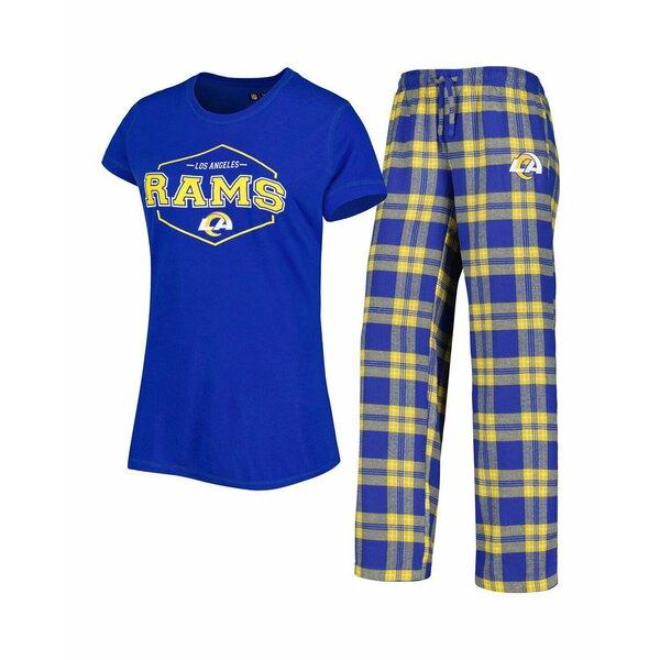 コンセプトスポーツ Tシャツ トップス レディース Women's Navy, Gold Los Angeles Rams Badge T-shirt and Pants Sleep Set Navy, Gold｜asty-shop2｜02