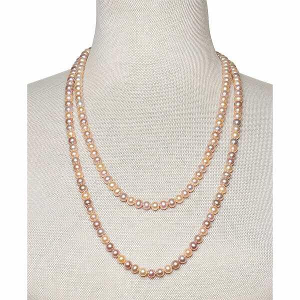 販売売り ベル ドゥ メール ネックレス・チョーカー アクセサリー メンズ 54 inch Cultured Freshwater Pearl Strand Necklace (7-8mm) Pink