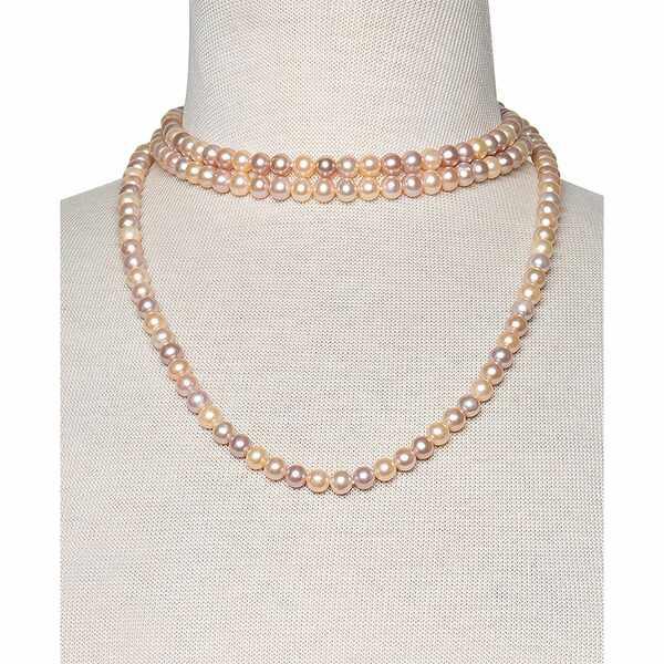 販売売り ベル ドゥ メール ネックレス・チョーカー アクセサリー メンズ 54 inch Cultured Freshwater Pearl Strand Necklace (7-8mm) Pink