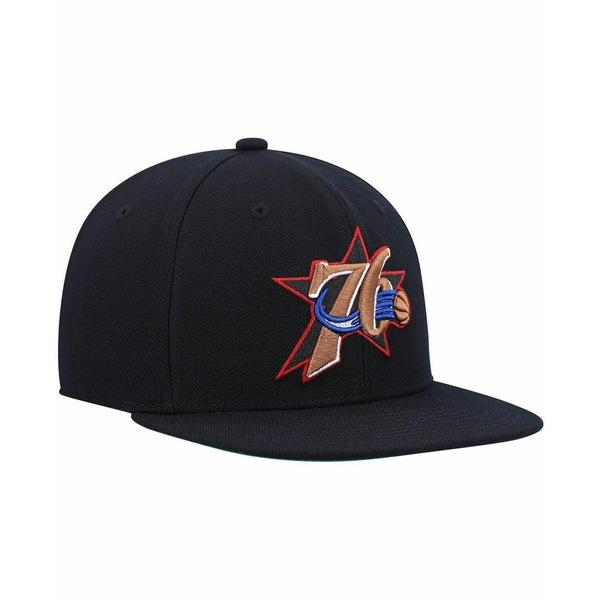 ミッチェル&ネス 帽子 アクセサリー レディース Men's Black Philadelphia 76Ers Hardwood Classics Team Ground 2.0 Snapback Hat Black｜asty-shop2｜02