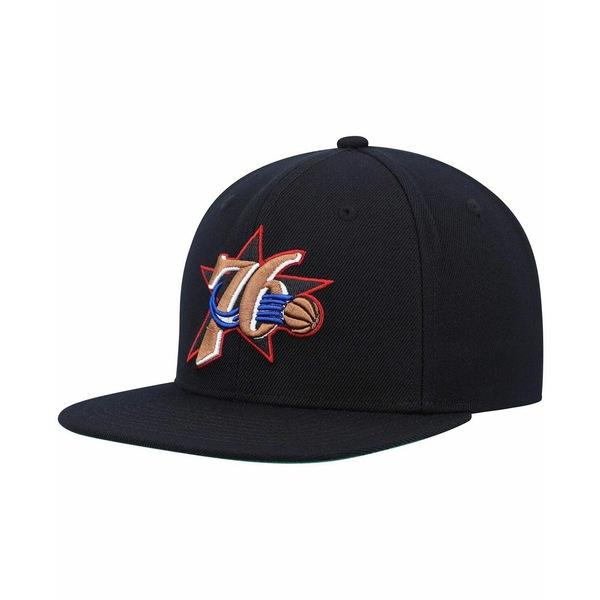 ミッチェル&ネス 帽子 アクセサリー レディース Men's Black Philadelphia 76Ers Hardwood Classics Team Ground 2.0 Snapback Hat Black｜asty-shop2｜04