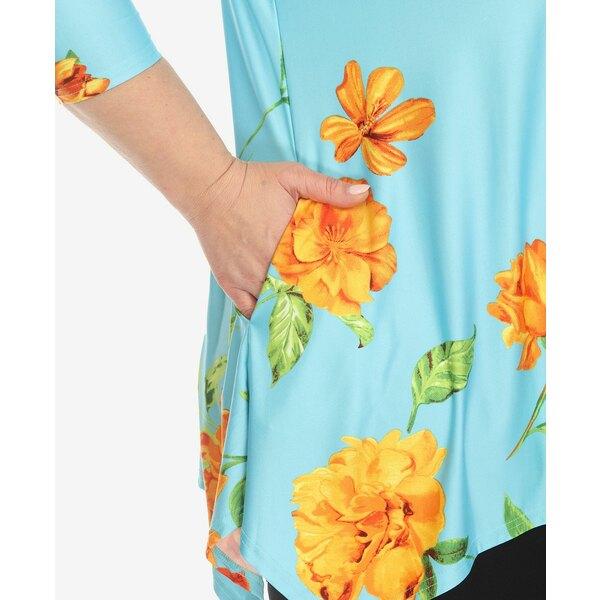 本日終了P2倍50%OFF ホワイトマーク カットソー トップス メンズ Plus Size Floral Printed Cold Shoulder Tunic Top Blue， Orange