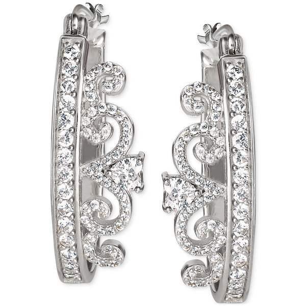 お洒落 ディズニー ピアス イヤリング アクセサリー レディース Cubic Zirconia Small Tiara Hoop Earrings In Sterling Silver 1 Sterling Silver 工場直送 Aplaluminum Com