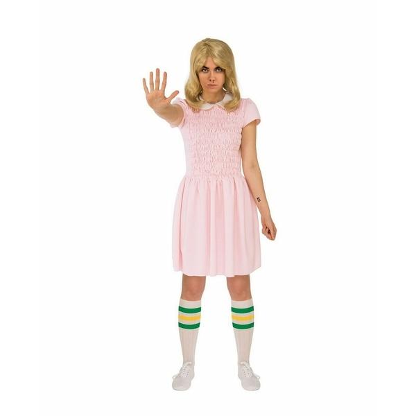 一番人気物 レディース トップス ワンピース バイシーズンズ Women's Pink Dress Adult Sleeve Short Eleven's Things Stranger ワンピーススーツ
