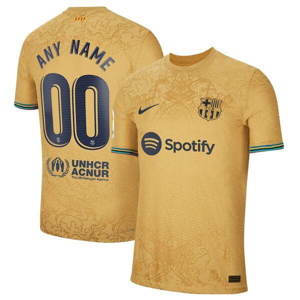 超激安超激安ナイキ ユニフォーム トップス メンズ Barcelona Nike 2022 23 Away Authentic Custom  Jersey Yellow 応援グッズ