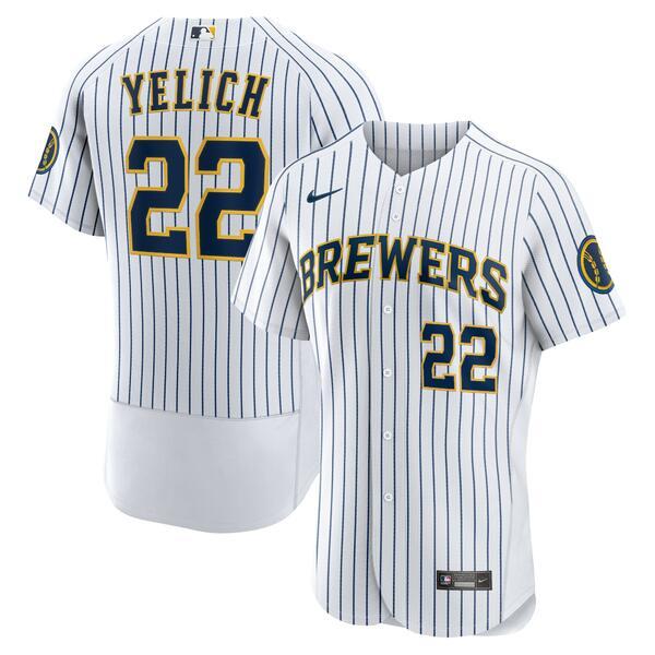 ナイキ スポーツ ユニフォーム トップス メンズ White Christian Yelich Milwaukee Player Brewers Nike Team Alternate Authentic Player
