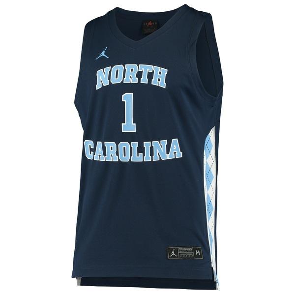 ジョーダン ユニフォーム トップス メンズ #1 North Carolina Tar Heels Jordan Brand Unisex Replica Basketball Jersey Navy｜asty-shop2｜02